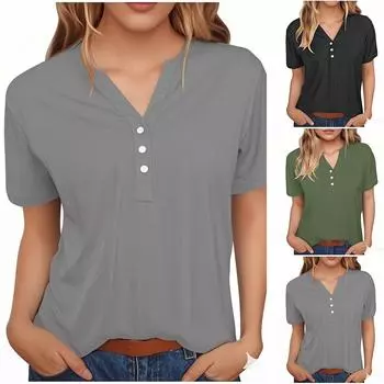 Женские повседневные свободные рубашки модные топы футболки футболки S чёрный