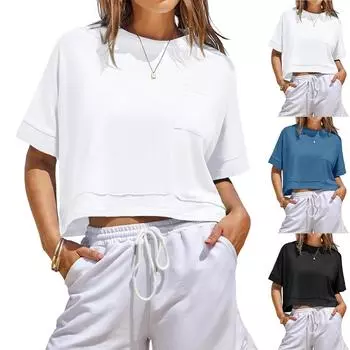 Женские повседневные свободные рубашки модные топы футболки футболки M чёрный