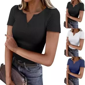 Женские повседневные свободные рубашки модные топы футболки футболки S чёрный