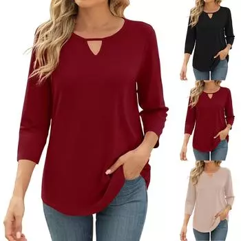 Женские повседневные свободные рубашки модные топы футболки футболки M чёрный