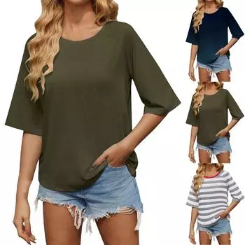 Женские повседневные свободные рубашки модные топы футболки футболки S чёрный