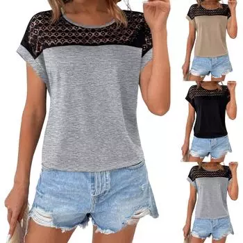 Женские повседневные свободные рубашки модные топы футболки футболки M чёрный