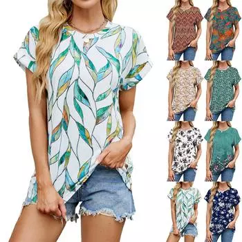 Женские повседневные свободные рубашки модные топы футболки футболки M зелёный