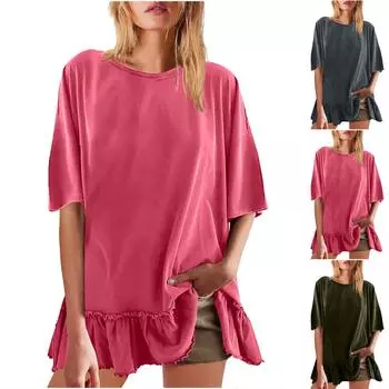 Женские повседневные свободные рубашки модные топы футболки футболки S зелёный