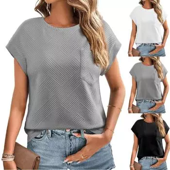 Женские повседневные свободные рубашки модные топы футболки футболки M чёрный