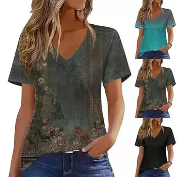 Женские повседневные свободные рубашки модные топы футболки футболки M зелёный