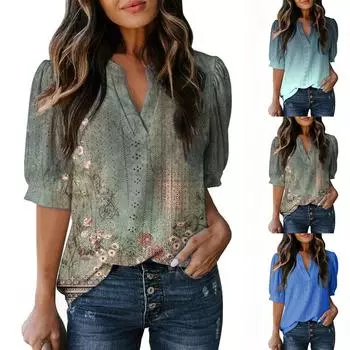 Женские повседневные свободные рубашки модные топы футболки футболки M зелёный