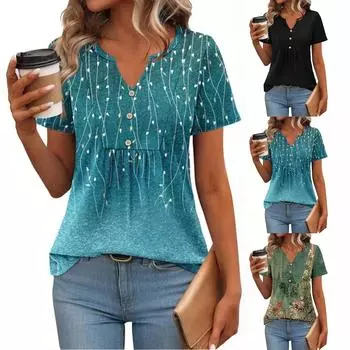 Женские повседневные свободные рубашки модные топы футболки футболки M чёрный