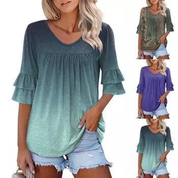 Женские повседневные свободные рубашки модные топы футболки футболки M чёрный