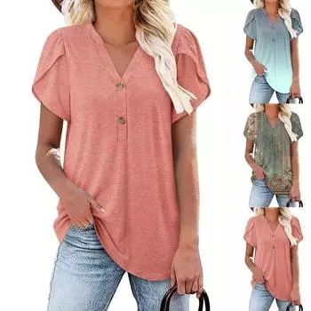 Женские повседневные свободные рубашки модные топы футболки футболки M чёрный