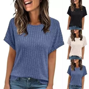 Женские повседневные свободные рубашки модные топы футболки футболки M чёрный