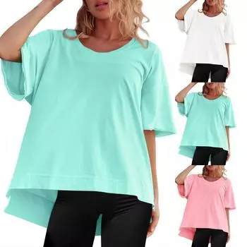 Женские повседневные свободные рубашки модные топы футболки футболки M чёрный