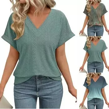 Женские повседневные свободные рубашки модные топы футболки футболки M чёрный