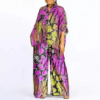 Женские повседневные свободные топы большого размера с лацканами и рукавом 3/4 с принтом M темно-розовый