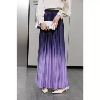 Женские повседневные свободные юбки с бретельками через шею с градиентным цветом и длинными складками 3XL