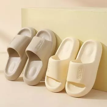 Женские повседневные тапочки из ЭВА 2024 года, летние новые мягкие подошвы, классные сандалии для ходьбы, бытовые, для дома и улицы, нескользящие, парная обувь 36-37 бежевый