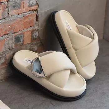 Женские повседневные тапочки, модная пляжная обувь, летние новые домашние мягкие женские сандалии на толстой подошве, домашние тапочки 35-39 35 абрикосовый