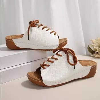 Летние женские босоножки Delight Out на танкетке с повседневными швами, однотонные пляжные босоножки с цветочным принтом 36 розовый