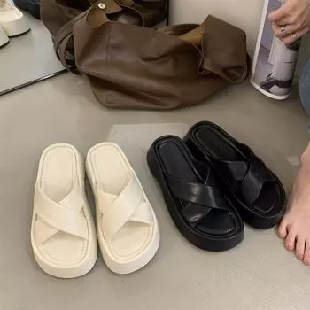 Женские повседневные тапочки на толстой подошве, модные женские уличные тапочки, женские сандалии 35 чёрный