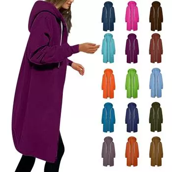 Женские повседневные толстовки на молнии, длинная толстовка-туника, зимняя ветрозащитная куртка с капюшоном на шнурке, верхняя одежда с карманами XXL армия зеленый