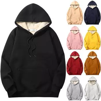 Женские повседневные толстовки с капюшоном, зимний теплый пуловер на флисовой подкладке, толстовка с длинными рукавами и капюшоном XXL белый