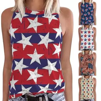 Женские повседневные топы без рукавов с принтом в стиле иен L синий