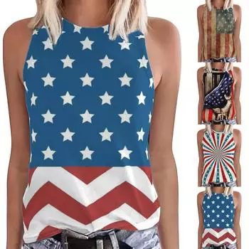 Женские повседневные топы без рукавов с принтом в стиле иен XL темно-синий