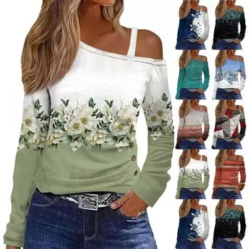 Женские повседневные топы с длинным рукавом и открытыми плечами, рубашки, весенняя мода, удобная футболка XL