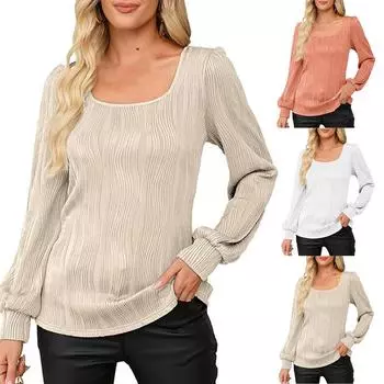 Женские повседневные топы с длинным рукавом L армия зеленый