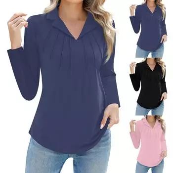 Женские повседневные топы с длинным рукавом L чёрный