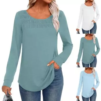 Женские повседневные топы с длинным рукавом L армия зеленый