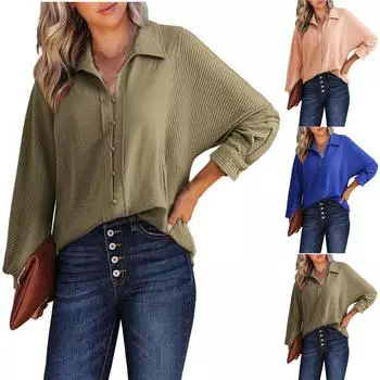 Женские повседневные топы с длинным рукавом L армия зеленый