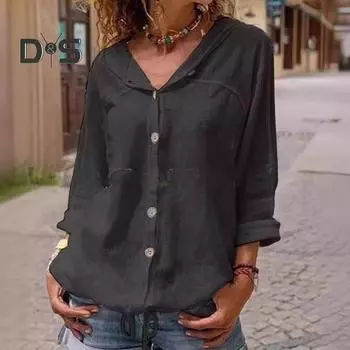 Женские повседневные топы с капюшоном, длинным рукавом, застежкой на пуговицы, завязывающимся низом, однотонные свободные топы для поездок на работу M белый