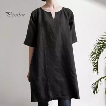 Женские повседневные топы с v-образным вырезом и коротким рукавом, однотонные пуловеры, свободная посадка, ретро-блузка средней длины, уличная одежда 2XL армия зеленый