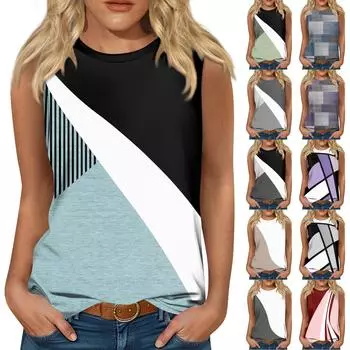 Женские повседневные топы-туники для ношения с леггинсами Рубашки без рукавов Струящиеся майки Блузки L чёрный