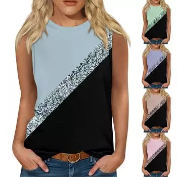 Женские повседневные топы-туники для ношения с леггинсами Летние рубашки без рукавов с принтом Майки Блузки XXXL хаки