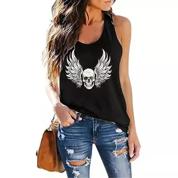 Женские повседневные топы-туники для ношения с леггинсами Рубашки без рукавов Струящиеся майки Блузки M чёрный