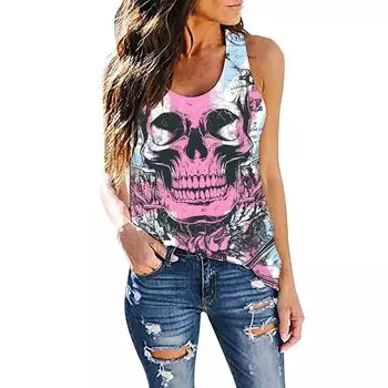 Женские повседневные топы-туники для ношения с леггинсами Рубашки без рукавов Струящиеся майки Блузки L розовый