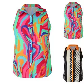 Женские повседневные топы-туники для ношения с леггинсами Летние рубашки без рукавов Струящиеся майки Блузки L