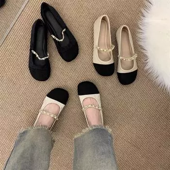Женские повседневные туфли 2024 года с неглубоким воротом, дышащие, мягкие, повседневные женские туфли с одним ботинок 35 чёрный