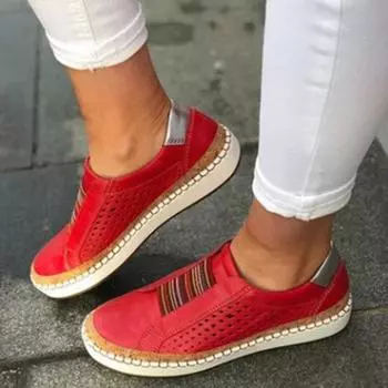 Женские повседневные туфли большого размера на плоской подошве, эластичные галоши, одинарные туфли 38 красный