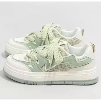 Женские повседневные туфли цвета зеленого чая и чистотела в стиле плантационного твида с толстой подошвой и дышащими вставками для старшеклассников 35 розовый