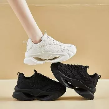 Женские повседневные туфли Dad Shoes на толстой платформе, нескользящие, со шнуровкой, легкие, удобные, дышащие, для ходьбы на открытом воздухе, теннисные кроссовки 35 бежевый