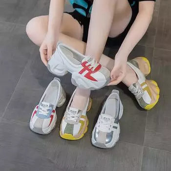 Женские повседневные туфли Daddy Shoes на осенней платформе с неглубоким носком, увеличивающие высоту каблука туфли, маленькие белые туфли 34 красный