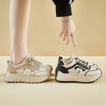 Женские повседневные туфли для папы, кроссовки на толстой платформе, удобные кроссовки для ходьбы со шнуровкой, нескользящие теннисные кроссовки, дышащие спортивные кроссовки для женщин 35 хаки