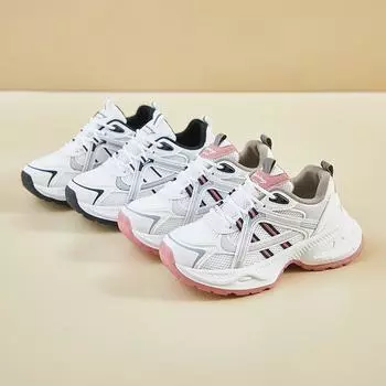 Женские повседневные туфли для папы, кроссовки на толстой платформе, удобные кроссовки для ходьбы со шнуровкой, нескользящие теннисные кроссовки, дышащие спортивные кроссовки для женщин 35 чёрный