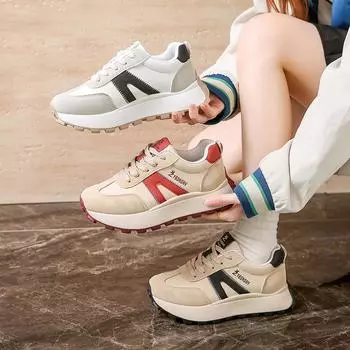 Женские повседневные туфли для папы, кроссовки на толстой платформе, удобные кроссовки для ходьбы со шнуровкой, нескользящие теннисные кроссовки, дышащие спортивные кроссовки для женщин 35