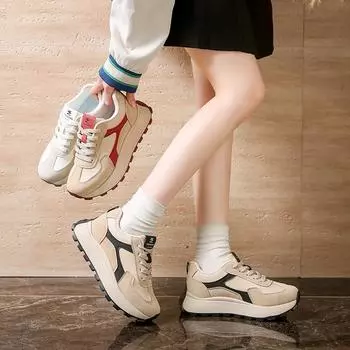 Женские повседневные туфли для папы, кроссовки на толстой платформе, удобные кроссовки для ходьбы со шнуровкой, нескользящие теннисные кроссовки, дышащие спортивные кроссовки для женщин 35