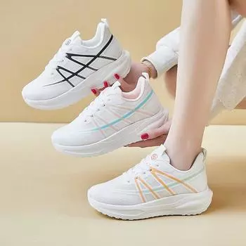 Женские повседневные туфли для папы, кроссовки на толстой платформе, удобные кроссовки для ходьбы со шнуровкой, нескользящие теннисные кроссовки, дышащие спортивные кроссовки для женщин 35