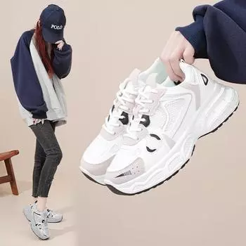 Женские повседневные туфли для папы, кроссовки на толстой платформе, удобные кроссовки для ходьбы со шнуровкой, нескользящие теннисные кроссовки, дышащие спортивные кроссовки для женщин 35 розовый